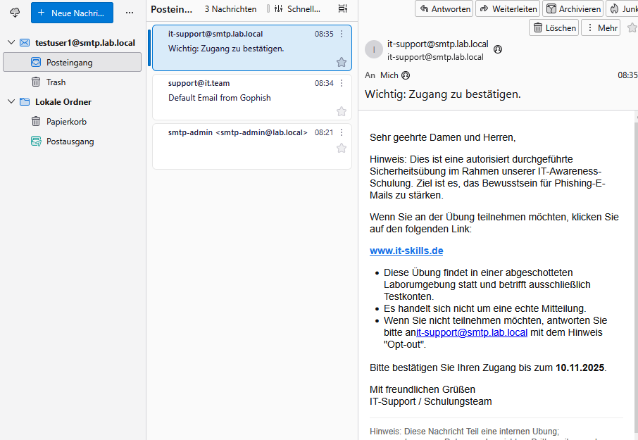 Phishing-E-Mail im Client